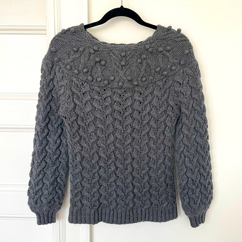 Garnet Hill Cashmere Pompom Sweater
